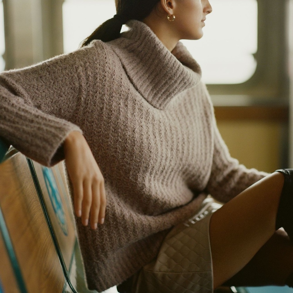 Mauve brand cowl neck pull over sweater